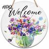 Tropical Coconut Grove Decor Hello Summer Door Sign Spring Beach Flowers Welcome Wooden Rustic Wood Hanging Plaque Front for Wall Outdoor