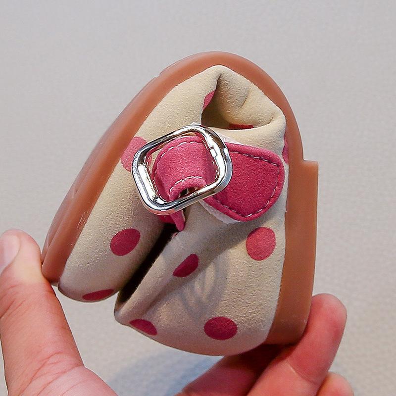 Girls Leather Shoes Princess Style 2025 Spring Autumn Children Dance Shoes Soft Sole Round Toes Kids Flat Shoes Polka Dots Sweet