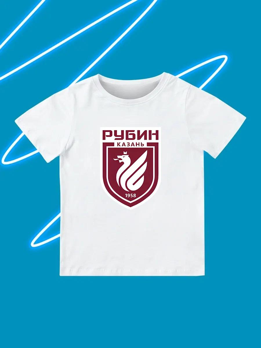 Round Neck Printed Pattern Pullover Short Sleeve Kids Tops FC Rubin 110