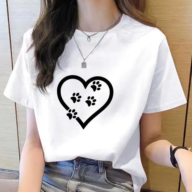 Women's 90s Trend Casual Cat Print Short Sleeve T-Shirt