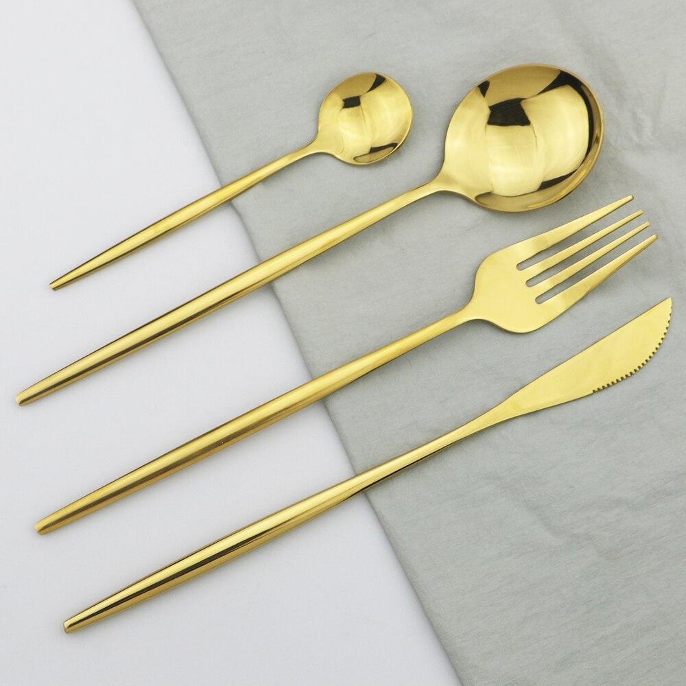 4piece Stainless Colorful 180 Dinnerware Steel Cutlery Rainbow Dinner Set Knife Fork Coffee Spoon Silverware Kitchen Tableware Set
