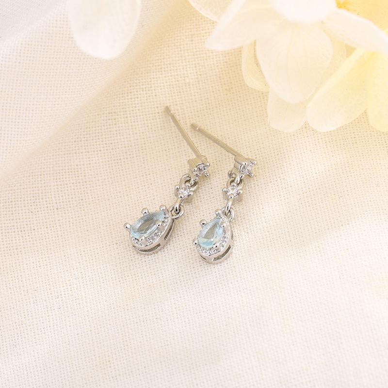 S925 Silver Light Blue Teardrop Earrings Minimalist Niche Design Sweet Elegant Lightweight Luxury Studs For Women
