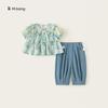 Girl Summer Floral Dress Set With Cotton Fabric For Children Aged 3 To 8 Years