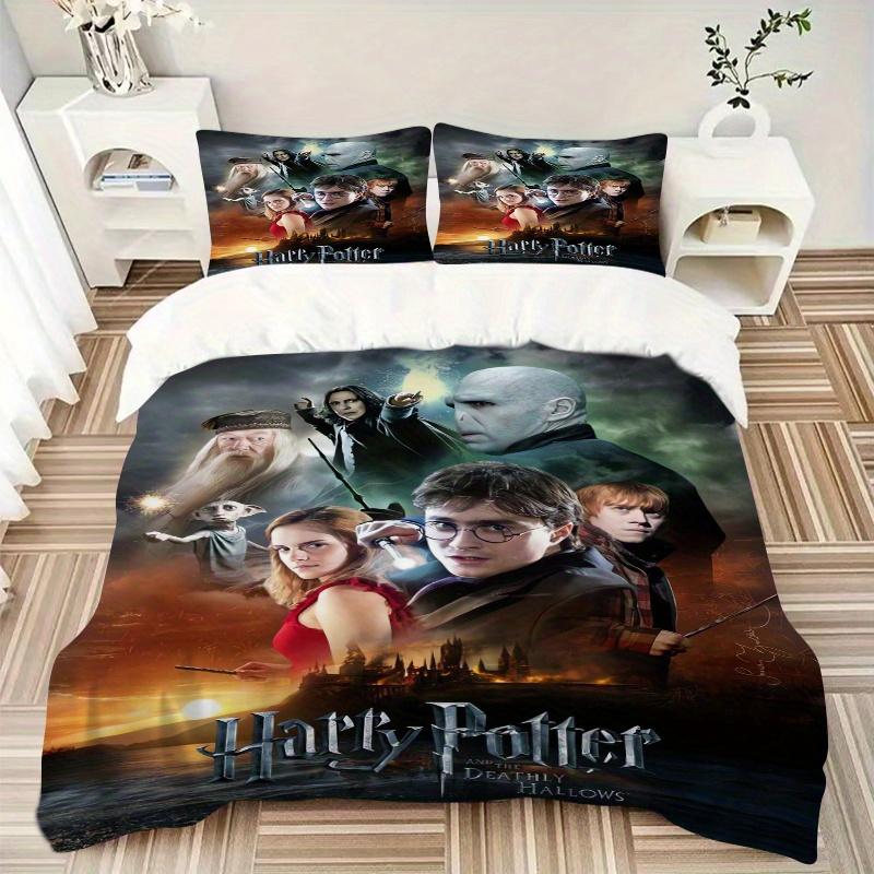 3pcs Harry Potter and the Deathly Hallows Printed Quilt Set - Soft and Comfortable Quilt Cover for Bedroom, Guest Room and Dormitory Decorat