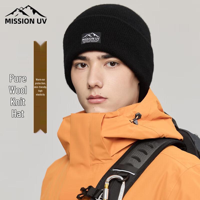 MISSION UV Мужская зимняя вязаная шапка из чистой шерсти MU088
