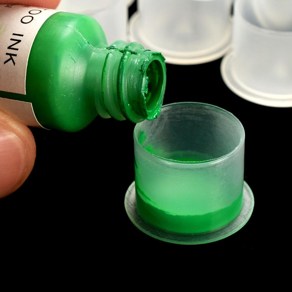 100Pcs Disposable Tattoo Ink Cup S/M/L Permanent Tattoo Makeup Eyebrow Makeup Pigment Container Caps Tattoo Accessories
