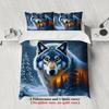 3pcs Wolf Bedding Sets 3D Printed Wildlife Pattern Anti-Slip Easy Care Durable Duvet Cover Sets With Pillowcases No Filling