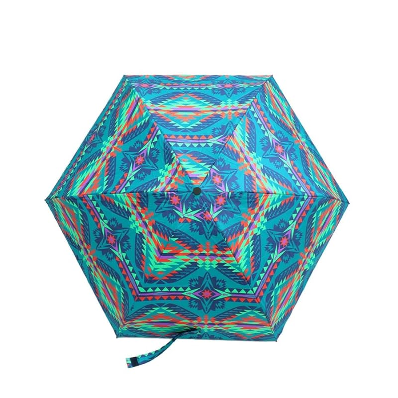 

[Titicaca] folding umbrella colorful patterns For both rain and shine umbrella ladies UV cut rate 99% 99% shading rate FREE turquoise blue ZNSJB2316