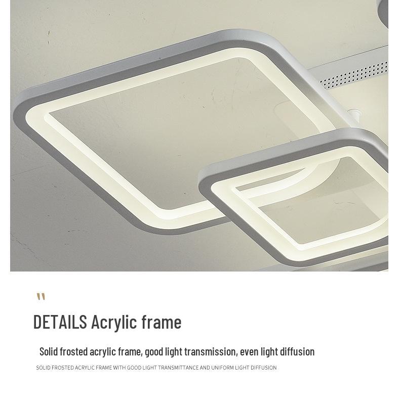Acrylic Square Ceiling Light with Stepless Dimming for Living Room, Hotel, or Bedroom