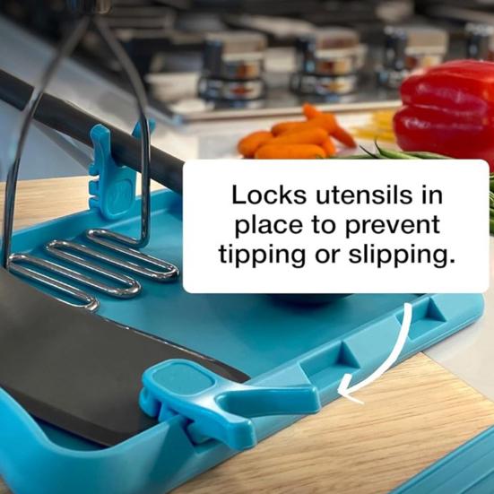 Silicone Utensil Holder Pot Clip Food Safe BPA-Free Heat Resistant Spoon Rest with Non-Slip Grips Dishwasher Safe Cooking Tool for Most Pots Pans