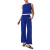 Women's Set Summer Casual Solid Color Sleeveless Round Neck Vest Trousers