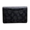 Coach Logo Print Double Fold Design Coated Canvas Card Holder Men Accessories Charcoal Black CW367-MI5