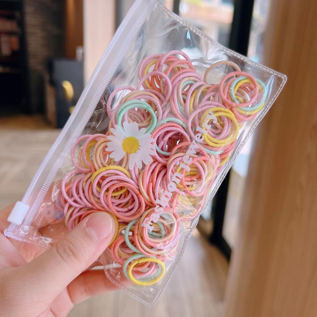 100 Stück/Set Mädchen Elastisches Haarband Buntes Nylon Gummiband Kinder Pferdeschwanzhalter Haargummi Baby Haaraccessoires Ornamente Geschenk