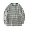 American Retro Heavyweight Pure Cotton Striped Long-Sleeve T-Shirt for Men, Autumn and Winter Sailor Shirt, Export Quality Trendy Brand Base Shirt