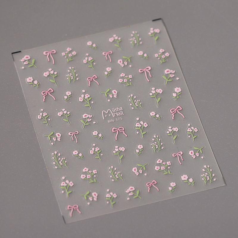 

Spring Pink Small Flower Bows Nail Sticker Waterproof Nail Sticker Decorative Decals Ornament Mn375 MN375