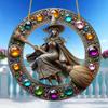 Enchanting Acrylic Magic Gem Witch Cartoon Character Decorative Pendant For Outdoor Use