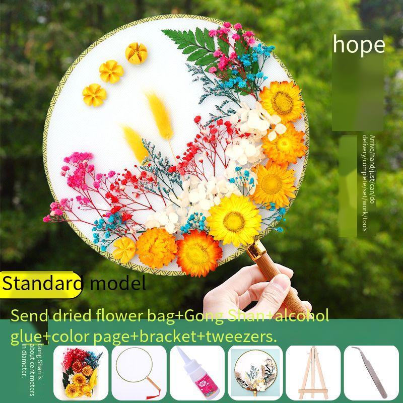 DIY Preserved Fresh Flower Hand Fans Creative Party Gift Home Decoration Fashion Decorative Chinese Japanese Fan Versatile New
