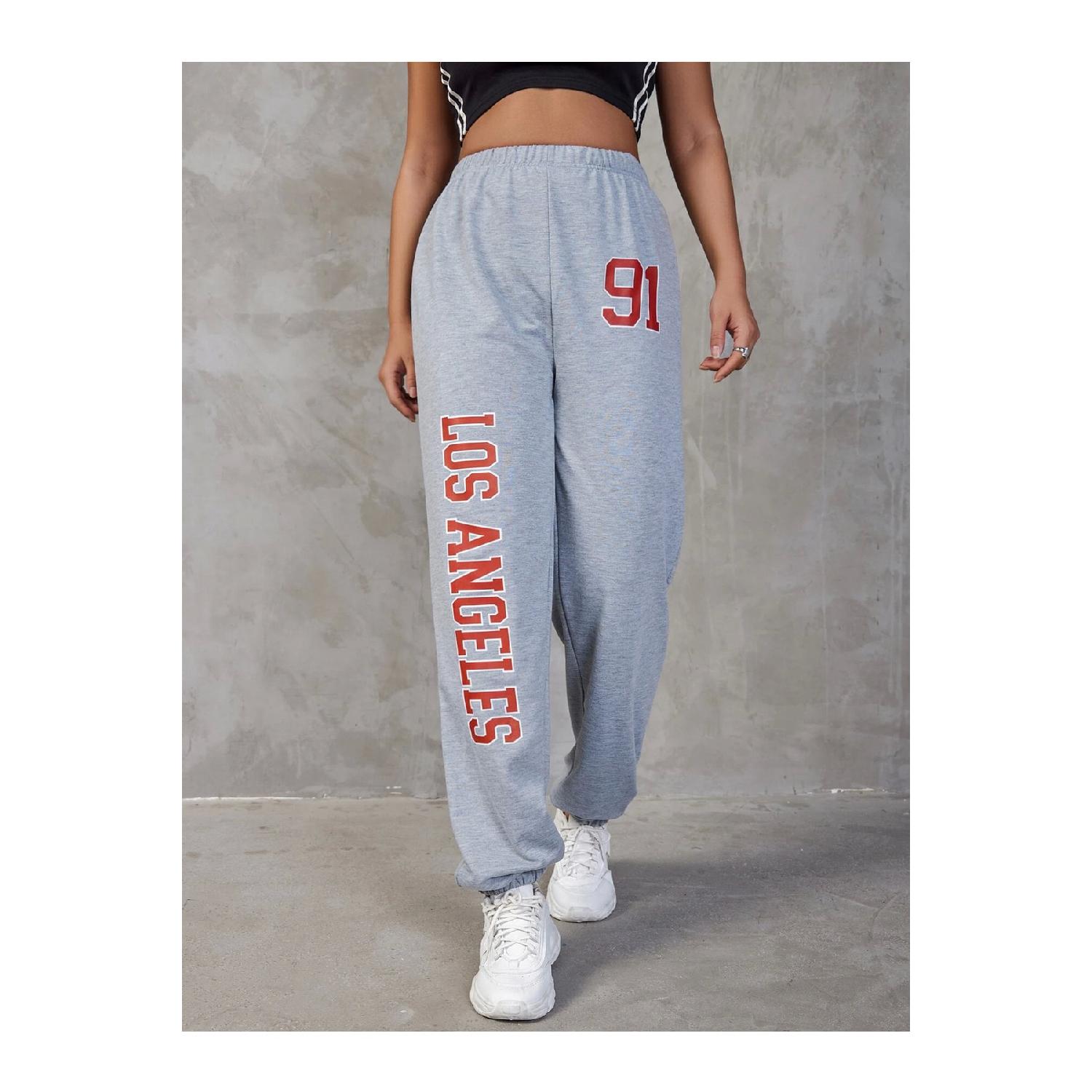 

Женские серые джоггеры с принтом Los Angeles S серый