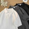 Minimalist Solid Color Turn-down Collar Short Sleeve Polo Shirt for Men Business Summer Casual Ins Versatile Commuter Half Sleeve T-shirt Top