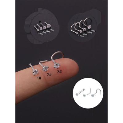 Nose Stud Super Flash Titanium Alloy Anti-Allergy Ear Studs Fashion L Rod S Rod Sexy Nose Ring Titanium Steel Small Diamond Otica Ear Pot Nail
