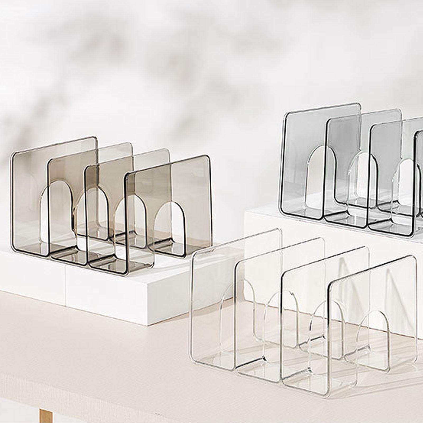 

Desktop 3 Grid Bookend Transparent Vertical Book Organizer Divider Book Desktop Shelf for School Home Transparent прозрачный