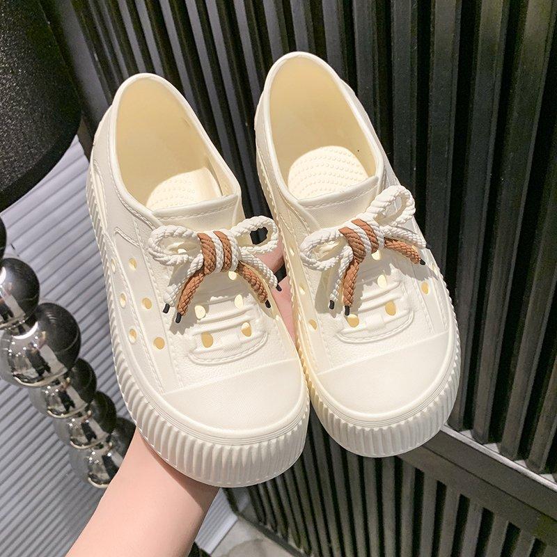 Fashion Beach Sandal Woman Luxury All-Match Soft Shoes Closed Toe Summer Heels Comfort Girls Bow Scandals Butterfly-knot Casual Leisure