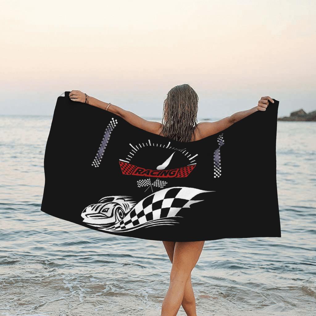 Minimalist Racing Speedometer Checkered Flag Beach Towel Ultra Absorbent Cool Room Stuff Bath Towel for Men Gym Swimming Outdoor