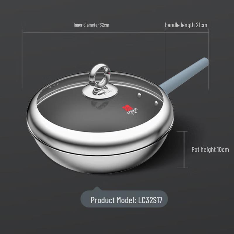 Sanhe Titanium Zero-Coating Non-stick Wok 32cm