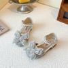 2026 New Rhinestone Bow Princess Leather Sandals for Girls