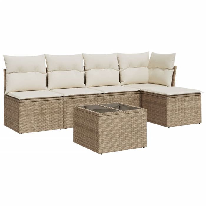 VidaXL Garden Lounge Set with Cushions 6 Pcs Beige Braided Resin 3217528