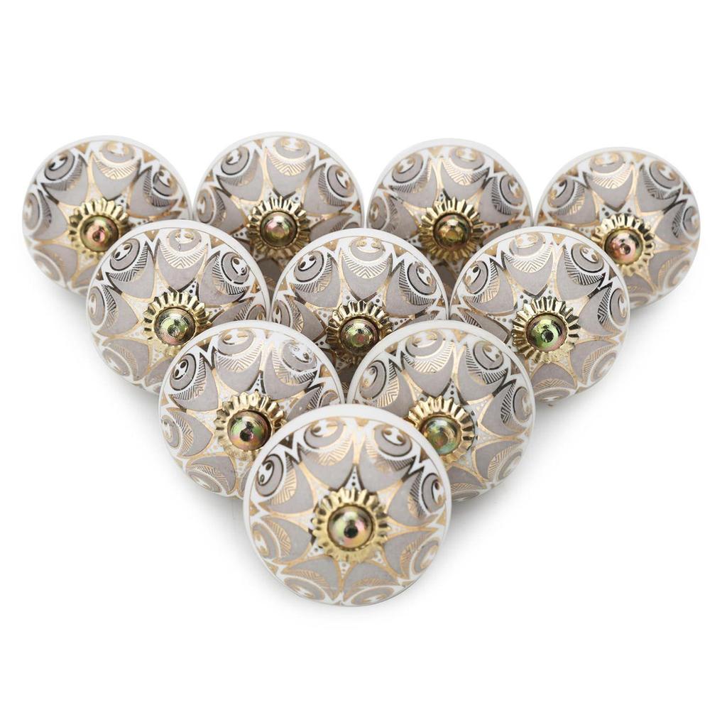 Print Knobs for Door Drawer Cabinet Cupboard Dresser Kitchen Furniture Hardware Wardrobe Pull Handle for Home Decor Pack of 6, Grey