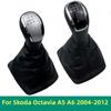 Car 5/6 Speed Gear Stick Shift Knob With Leather Boot Collar For Skoda Octavia A5 MK2 A6 Sedan & Combi 2004 2005 2006 2007 2008