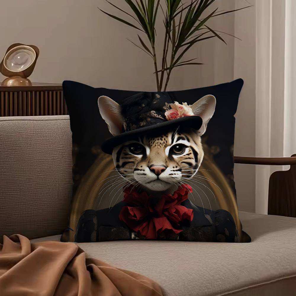 European Fashion Leopard Pillow Case Anti-dustmite Pillowcase Invisible zipper silky short plush Sofa cushion cover