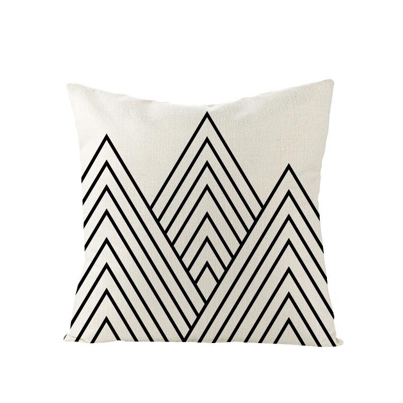 Black and White Nordic Simple Geometric Linen Pillowcase Modern Style Pillowcase Car Cushion Home