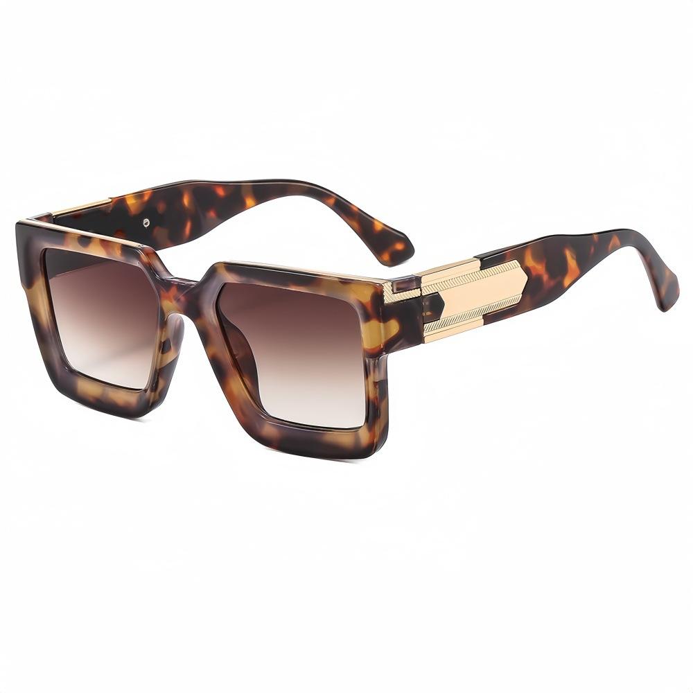 

Vintage Retro Luxurious Large Concave Frame Leopard Gradient Square Shape for Women Sunglasses Brand Design Trend Punk Men Sun Eyeglasses UV400 as picture