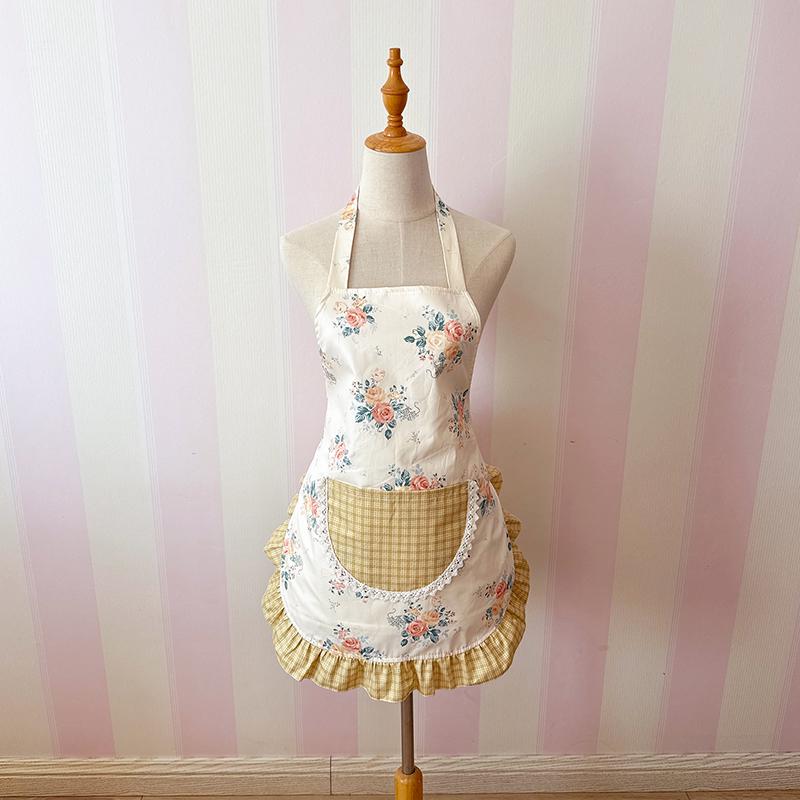 Korean Style Cotton Lace Apron - Cute, Sleeveless, Anti-Stain Kitchen Wear