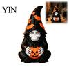 Atmospheric Entrance Decorations Halloween Skeleton Wizard Figurine, 3D Printed Gothic Statue with Mysterious Bookshelf Ornaments Pumpkin& Bat