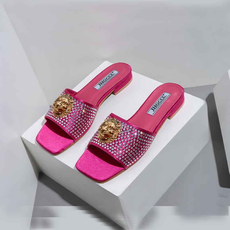 

Fashion Summer couples Flip-flops Brand Designer Casual Be ach slippers women s Rhinestone luxury sandals 42