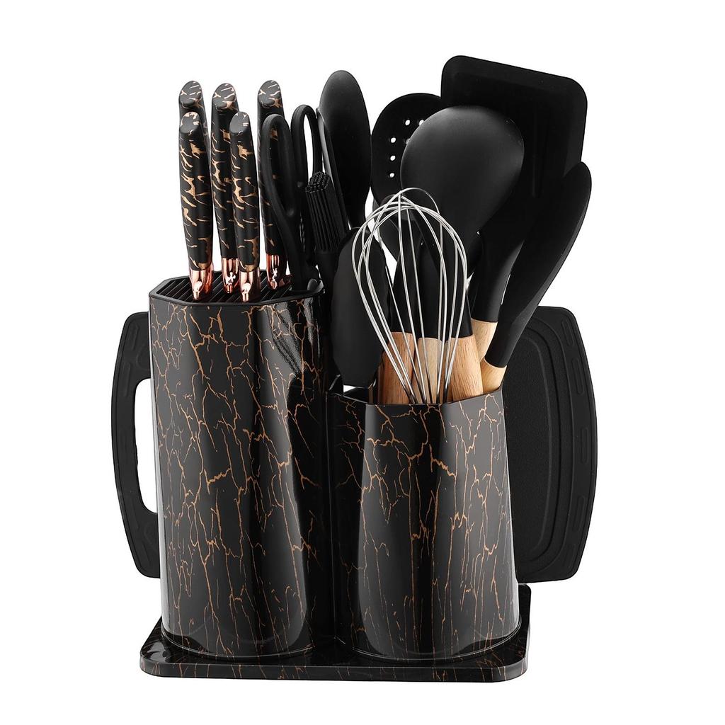 19-Piece Octagonal Silicone Kitchen Utensil Set with Non-Stick Spatulas, Spoons, and Knife Combo