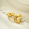 Simple Round Hollow Stud Earrings for Women Fashion Gold Plated Irregular Fold Texture Geometric Earring Trendy Jeweley Gift