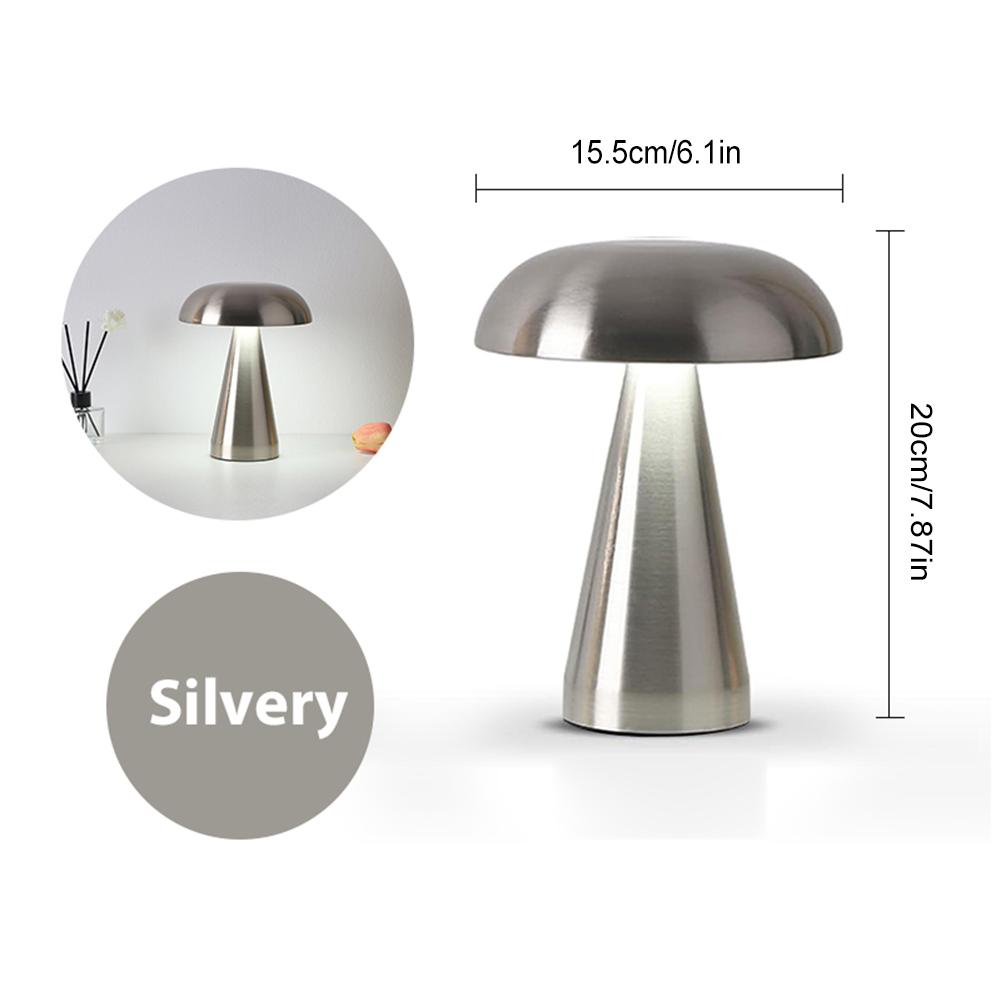 Mushroom LED Night Light Cordless Table Lamp Touch Control Dimmable Sleeping Light 3 Light Colors for Restaurant Bar Coffee Shop