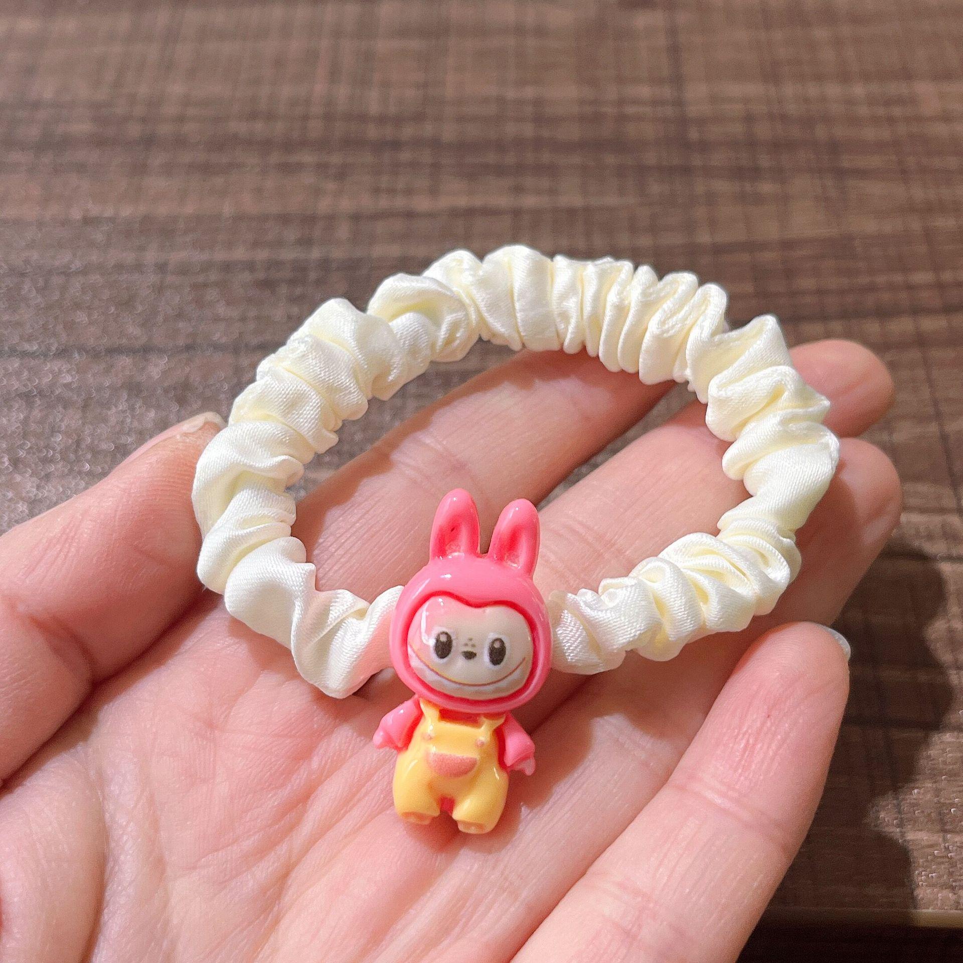 

Милая резинка для волос в виде кольца из кишок Labubu цвета экрю - Эластичная тканевая мультяшная резинка для детей и женщин