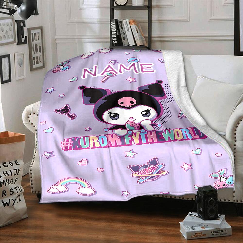 Customizable Kuromi8 Throw Blanket – Personalized Name, All-Season Cozy Snug Blanket, Machine Washable, Personalized Blanket