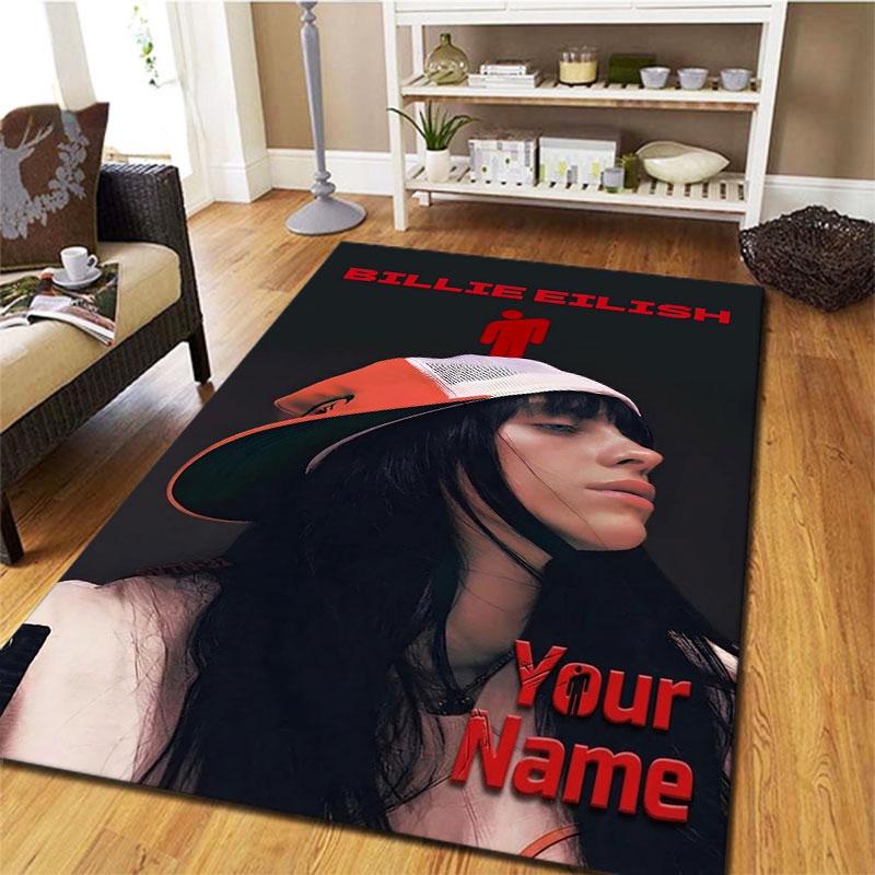 Billie Eilish Custom Name Carpet Rug for Living Room Bedroom Home Sofa Decoration,Kids play Non-slip Floor Mat