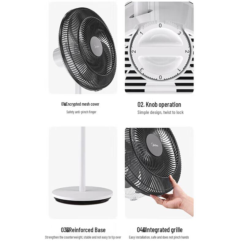 Midea 7-Blade Oscillating Floor Fan CN Plug (adapter Included)