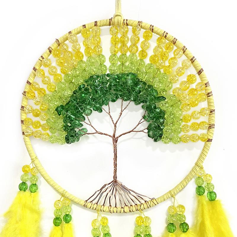Dream Catcher Hand-woven Crystal Wind Chime Hanging Ornaments For Living Room Bedroom Creative Festival Holiday Gifts Home Decor