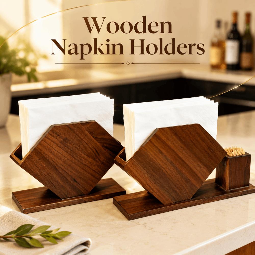 Wooden Napkin Holders No-slip Paper Towel Container Elegant Tissue Storage Rack Dining Tables