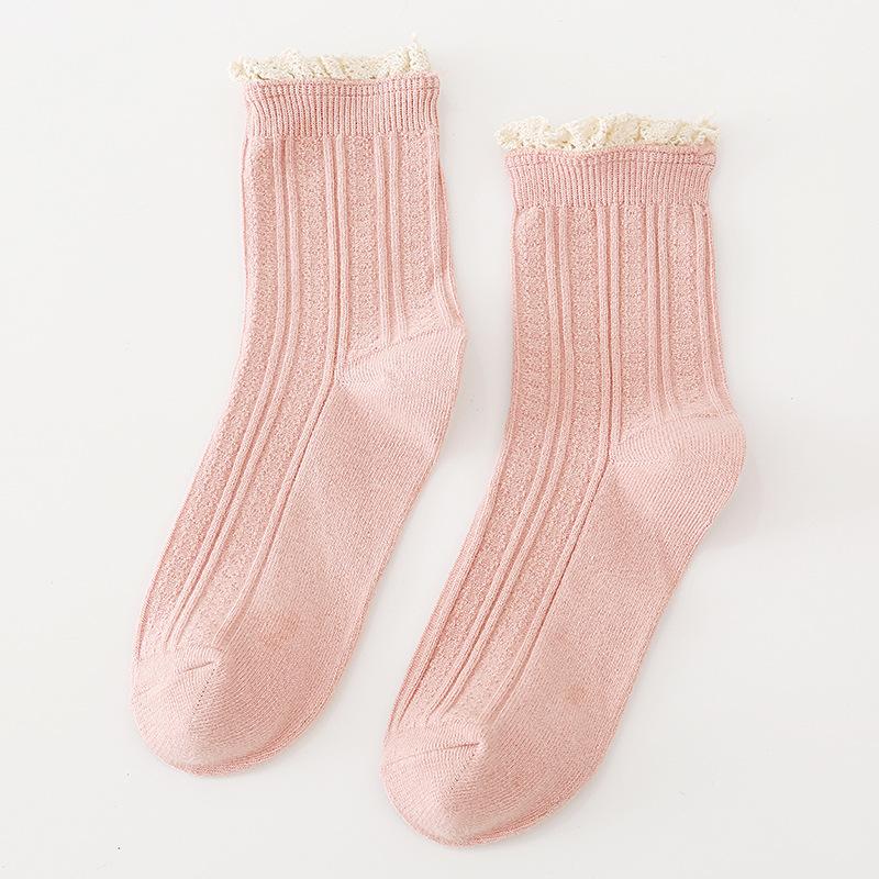Fashion Lacework Frilly Ruffle Socks Cotton Soft High Quality Lady Girl Kawaii Cute Socks Solid Color Harajuku Retro Women Socks
