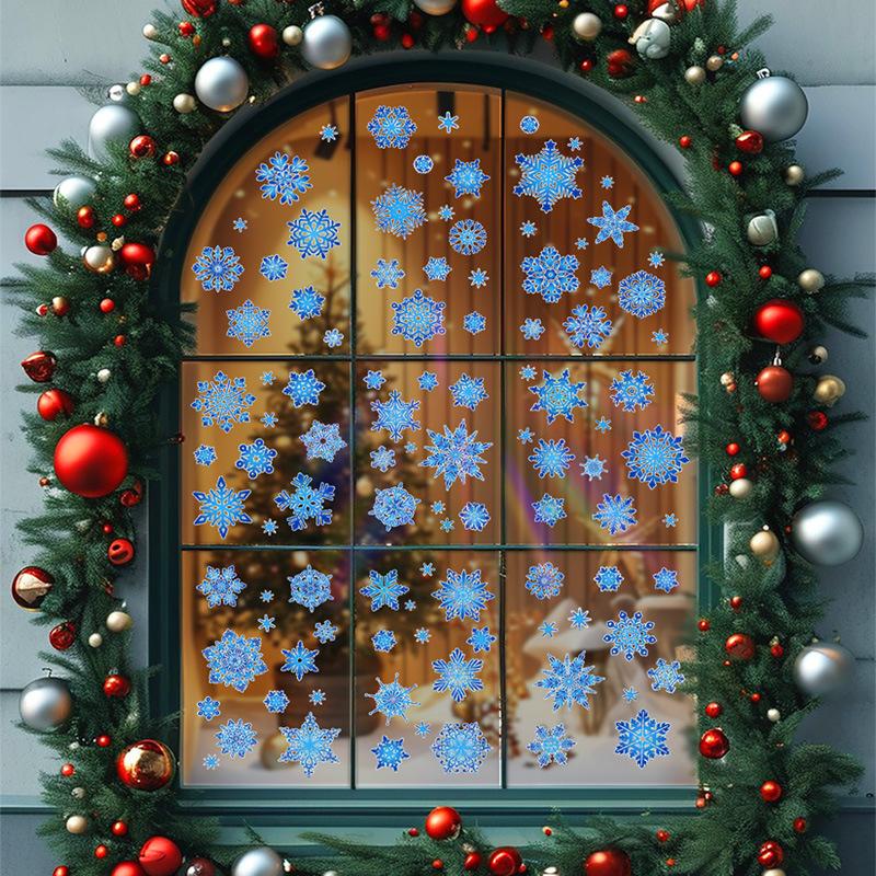 2026 Christmas Window Clings New Year Static Sticker Elk Snowman Window Decoration for Home Festival Gift