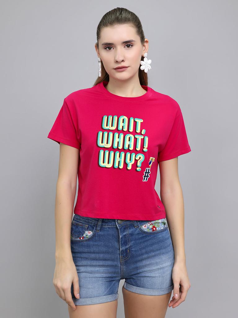 MONTE CARLO Women Crop Fit Fuchsia Top